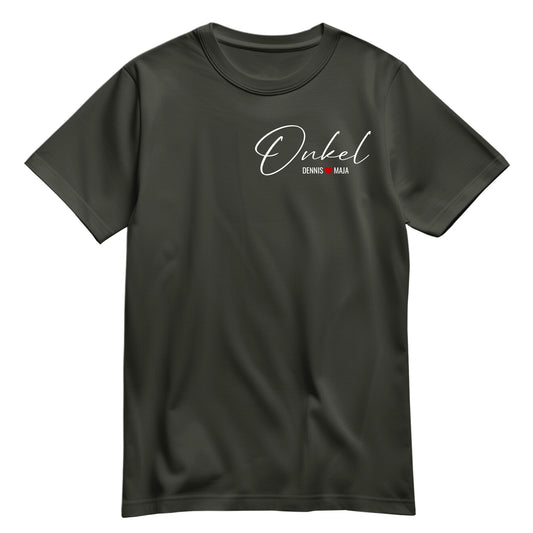 Onkel Shirt - Minimalistisch Onkel Schriftzug mit Namen der Kinder Khaki - FULiMA®