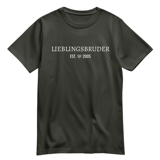 Bruder Shirt - Lieblingsbruder est. Wunschjahr Minimal - Geschenk Khaki - FULiMA®