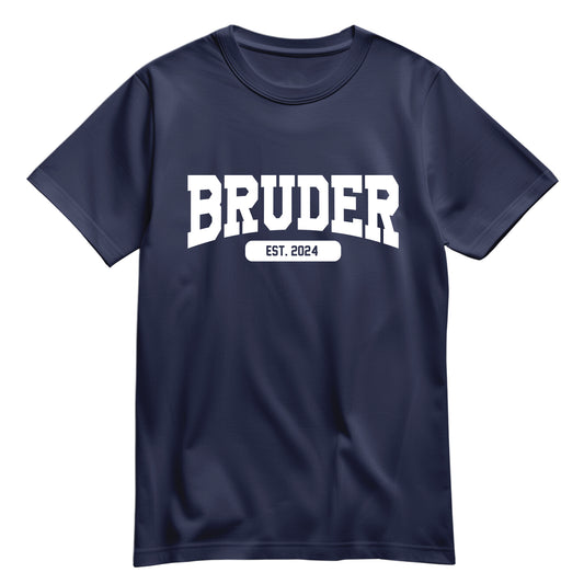 Bruder Shirt - Bruder est. Wunschjahr Collage Design - Geschenk Navy - FULiMA®