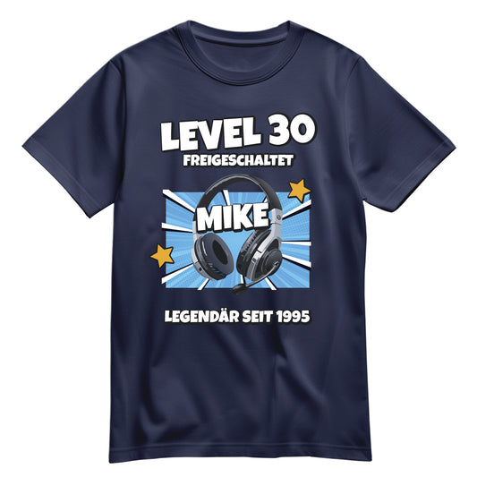 Geburtstagsshirt - Level 30 freigeschaltet - Legendär - mit Namen Navy - FULiMA®