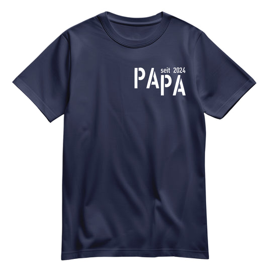 Papa T Shirt - PAPA seit Minimal - Dein Wunschjahr - Geschenkidee Navy - FULiMA®