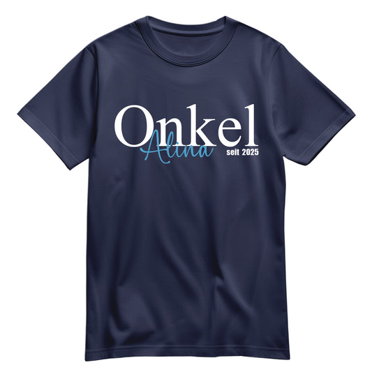 Onkel Shirt - Onkel Schriftzug mit Namen vom Kind - Geschenk Navy - FULiMA®