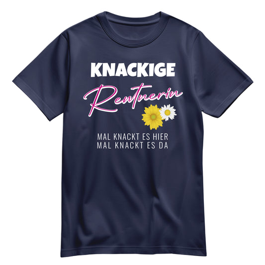 Rentnerin T Shirt - Knackige Rentnerin mal knackt es hier mal da - Spruch - Rente Geschenk Navy - FULiMA®