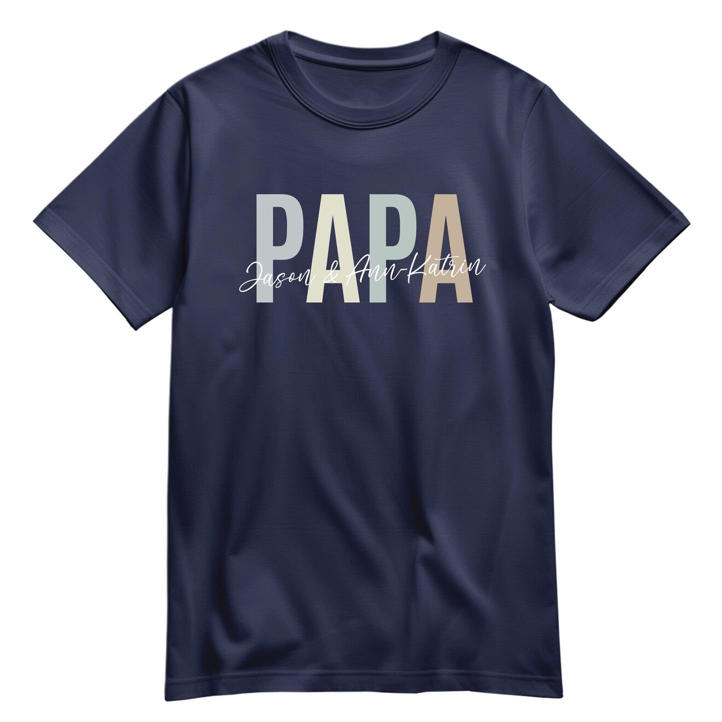 Papa mit Namen der Kinder - Pastell - Shirt - Geschenkidee Navy - FULiMA®