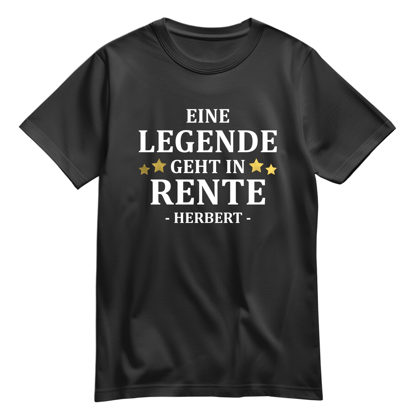 Rentner T Shirt - Eine Legende geht in Rente - Goldene Sterne mit Namen - Rente Geschenk Schwarz - FULiMA®