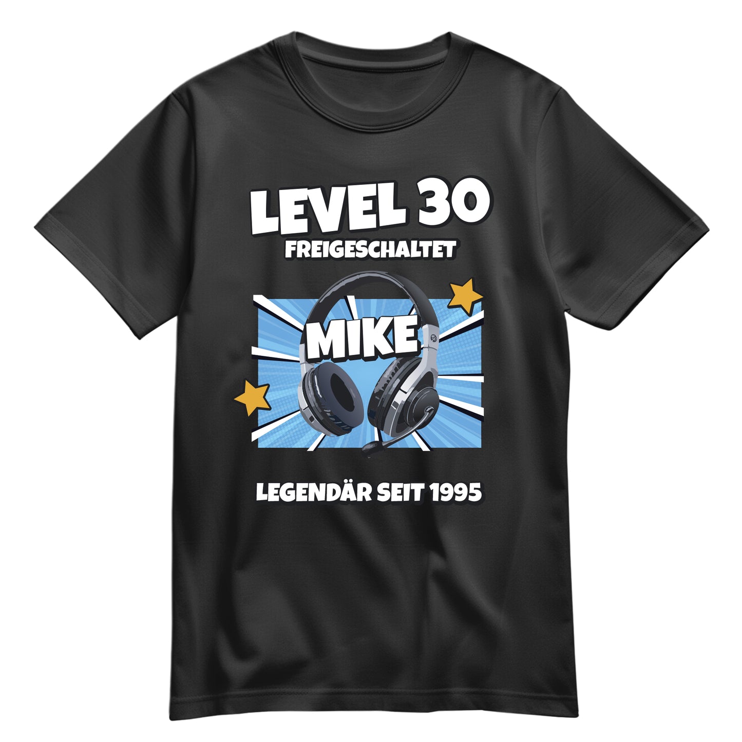 Geburtstagsshirt - Level 30 freigeschaltet - Legendär - mit Namen Schwarz - FULiMA®