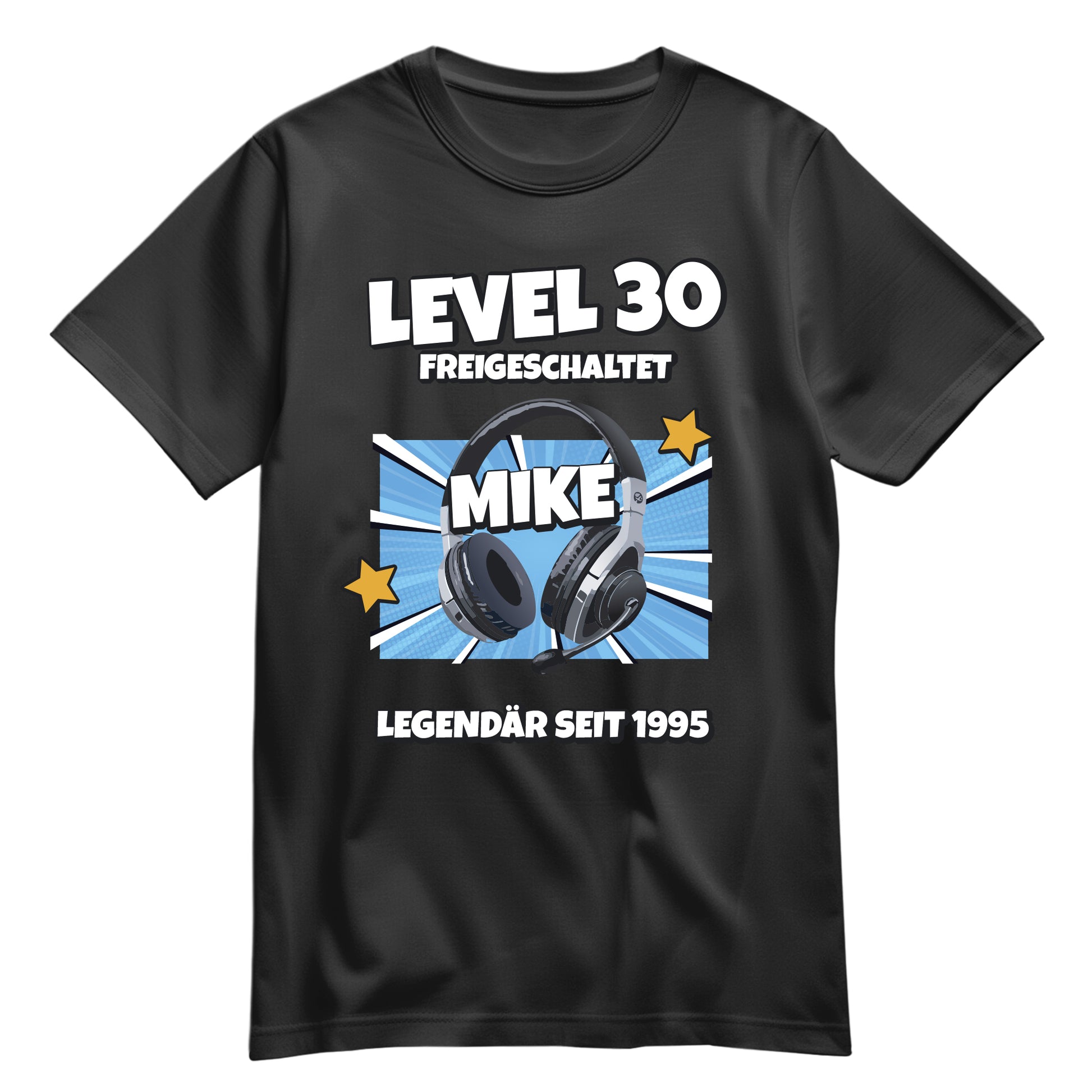 Geburtstagsshirt - Level 30 freigeschaltet - Legendär - mit Namen Schwarz - FULiMA®