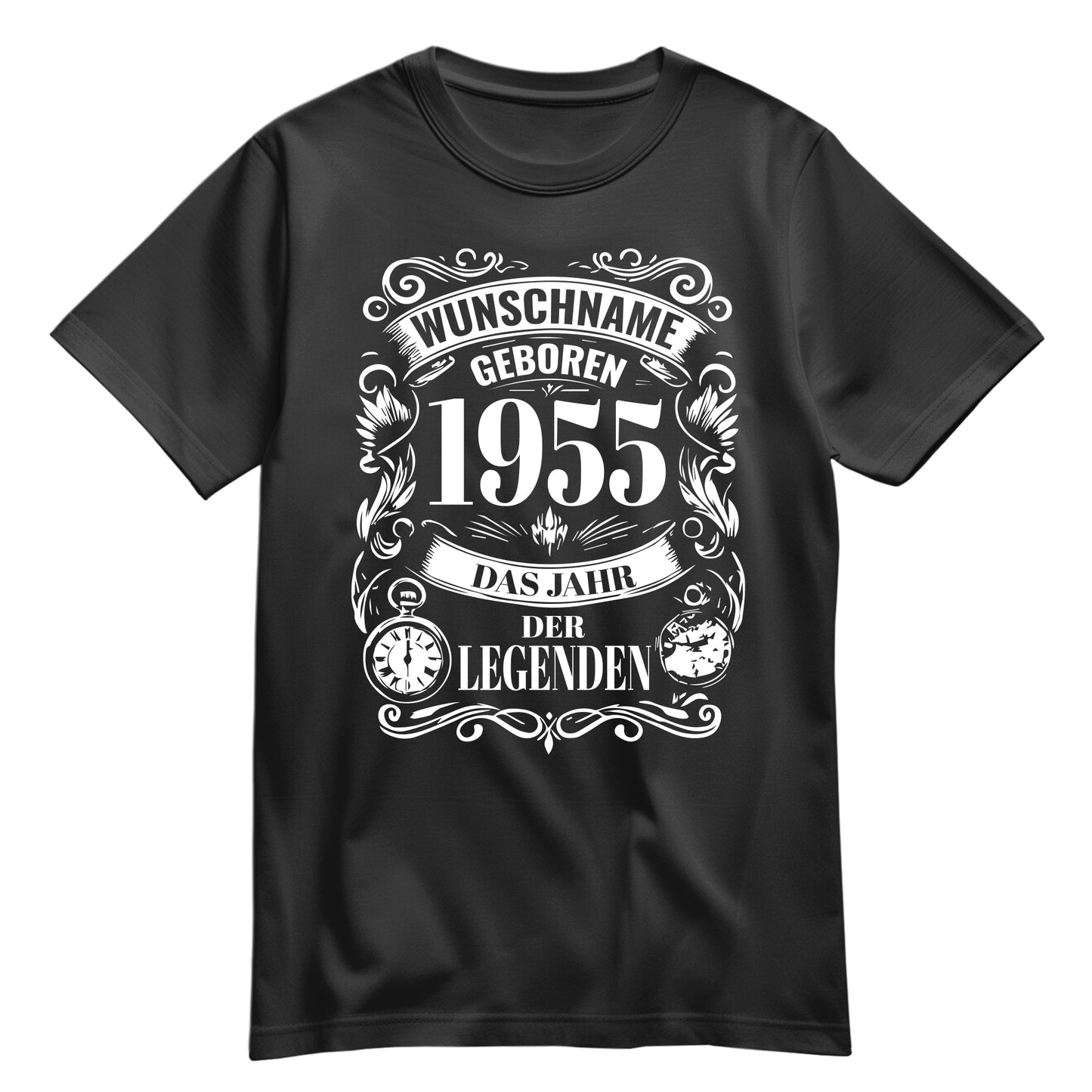 Geboren 1955 das Jahr der Legenden - personalisiert mit Namen - Shirt Schwarz - FULiMA®