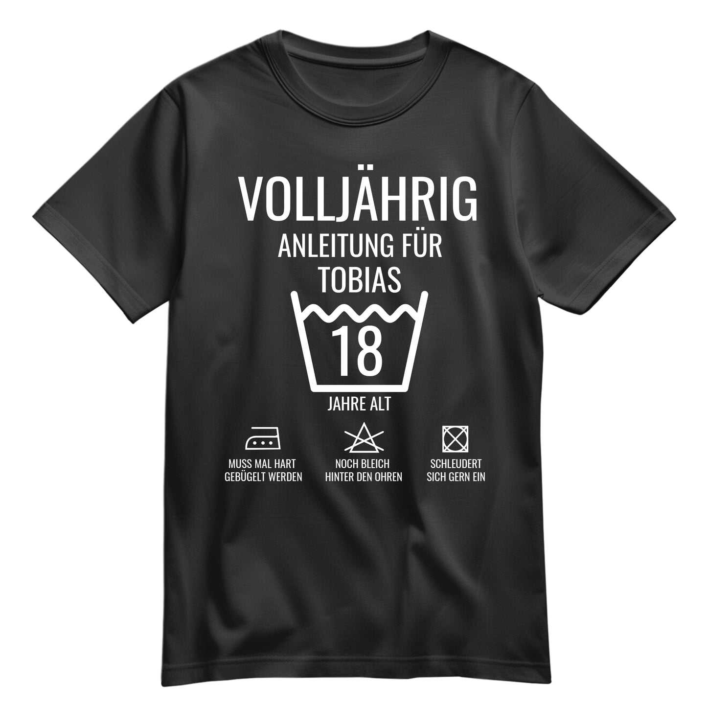 Volljährig Anleitung für 18 Jährige - mit Namen - Geburtstag Shirt Schwarz - FULiMA®