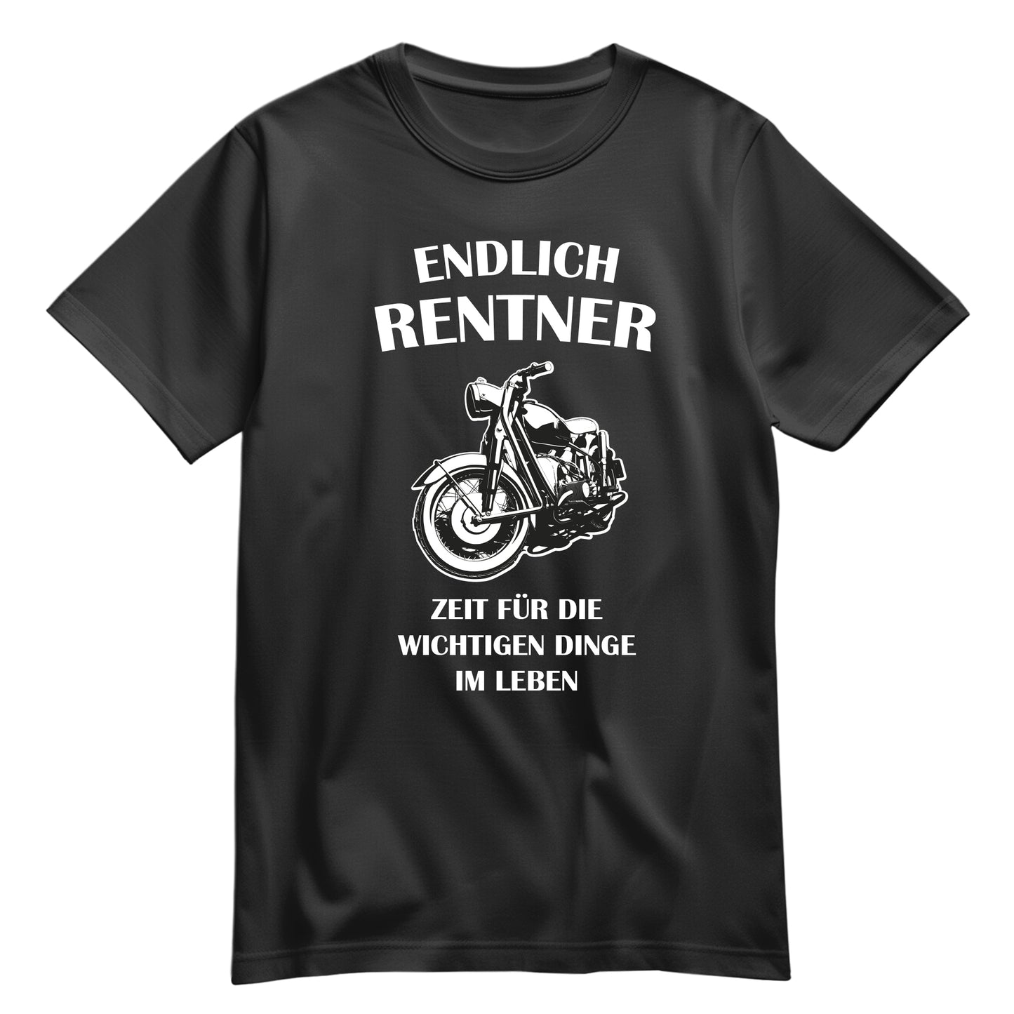Rentner T Shirt - Endlich Rentner - Motorrad - Zeit für die wichtigen Dinge im Leben - Geschenk für Rentner Schwarz - FULiMA®