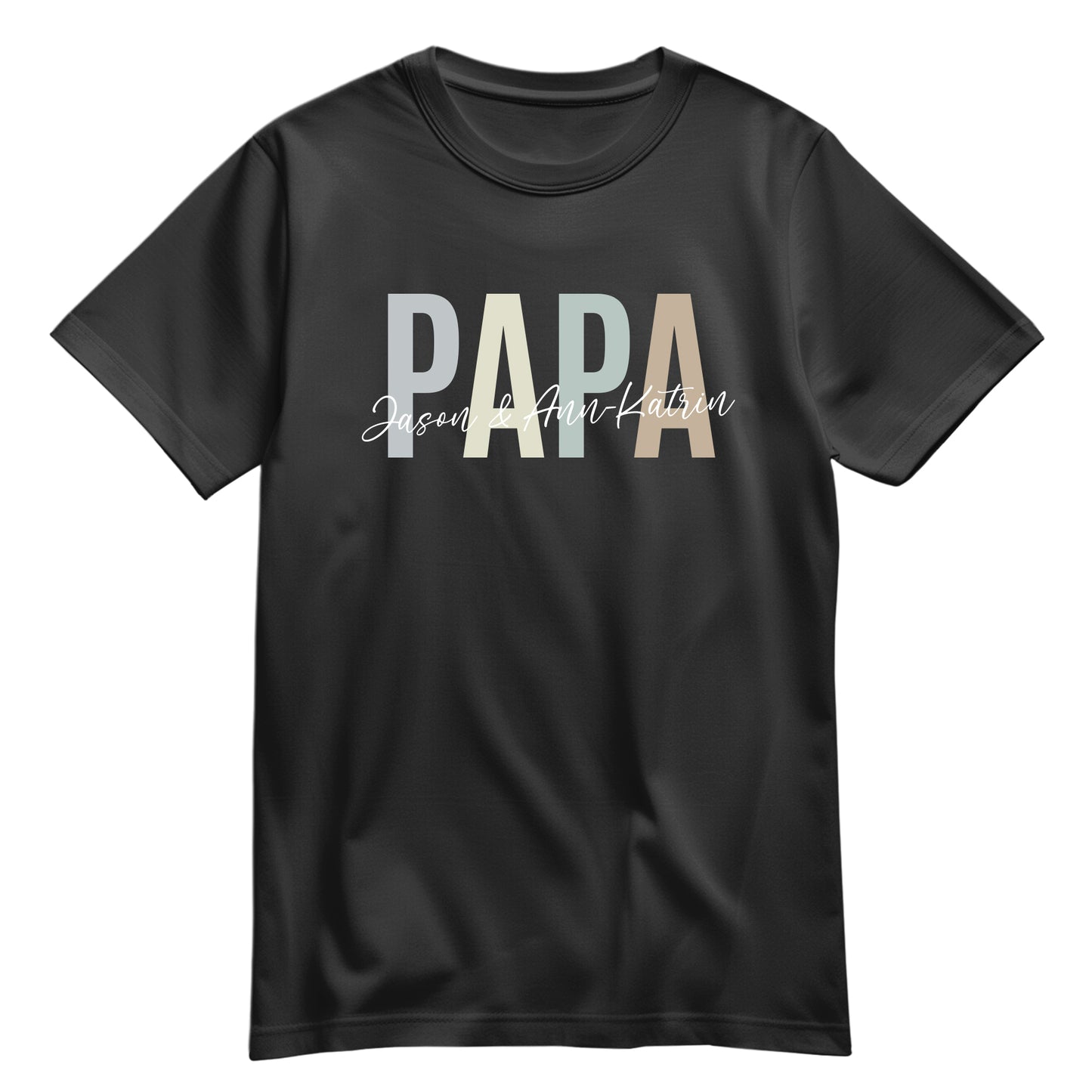 Papa mit Namen der Kinder - Pastell - Shirt - Geschenkidee Schwarz - FULiMA®