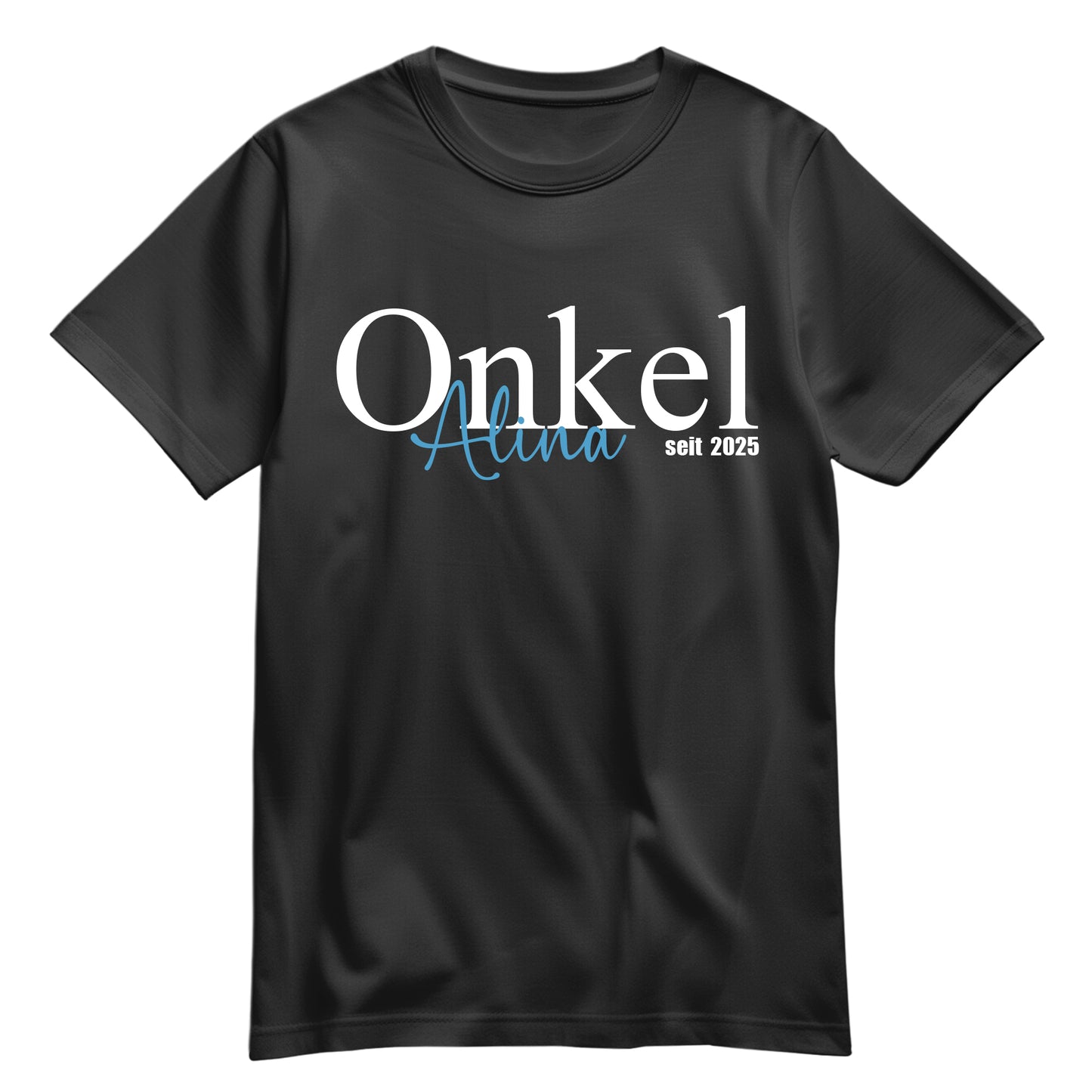 Onkel Shirt - Onkel Schriftzug mit Namen vom Kind - Geschenk Schwarz - FULiMA®