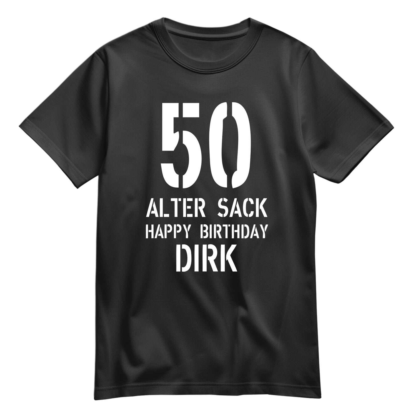 Geburtstag Shirt - 50 Alter Sack Happy Birthday mit Namen Schwarz - FULiMA®
