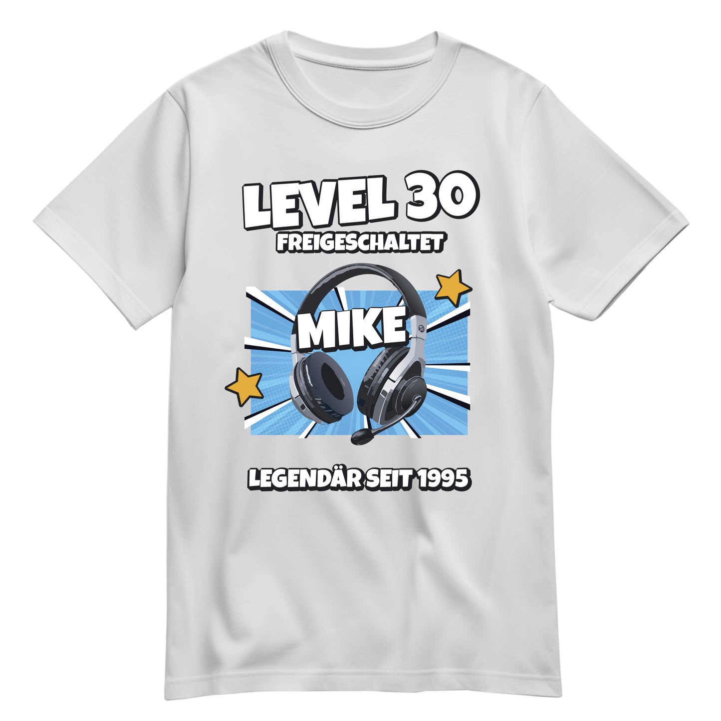 Geburtstagsshirt - Level 30 freigeschaltet - Legendär - mit Namen Weiß - FULiMA®