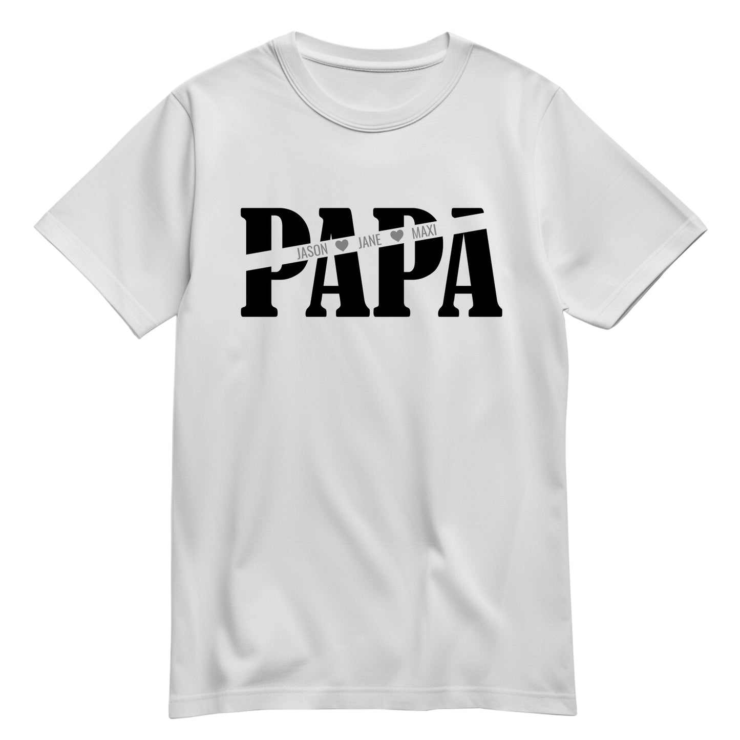 Papa T Shirt - Papa mit Namen der Kinder und Herzchen - Geschenkidee Weiß - FULiMA®