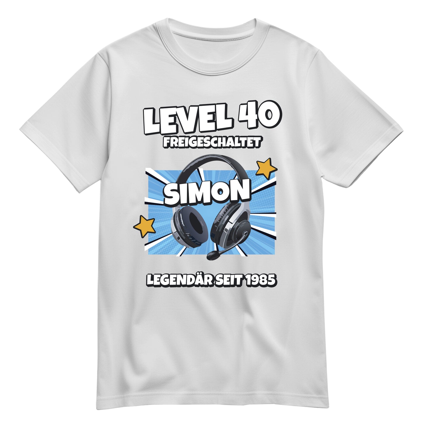 Geburtstagshirt - Level 40 freigeschaltet - Legendär - mit Namen Weiß - FULiMA®
