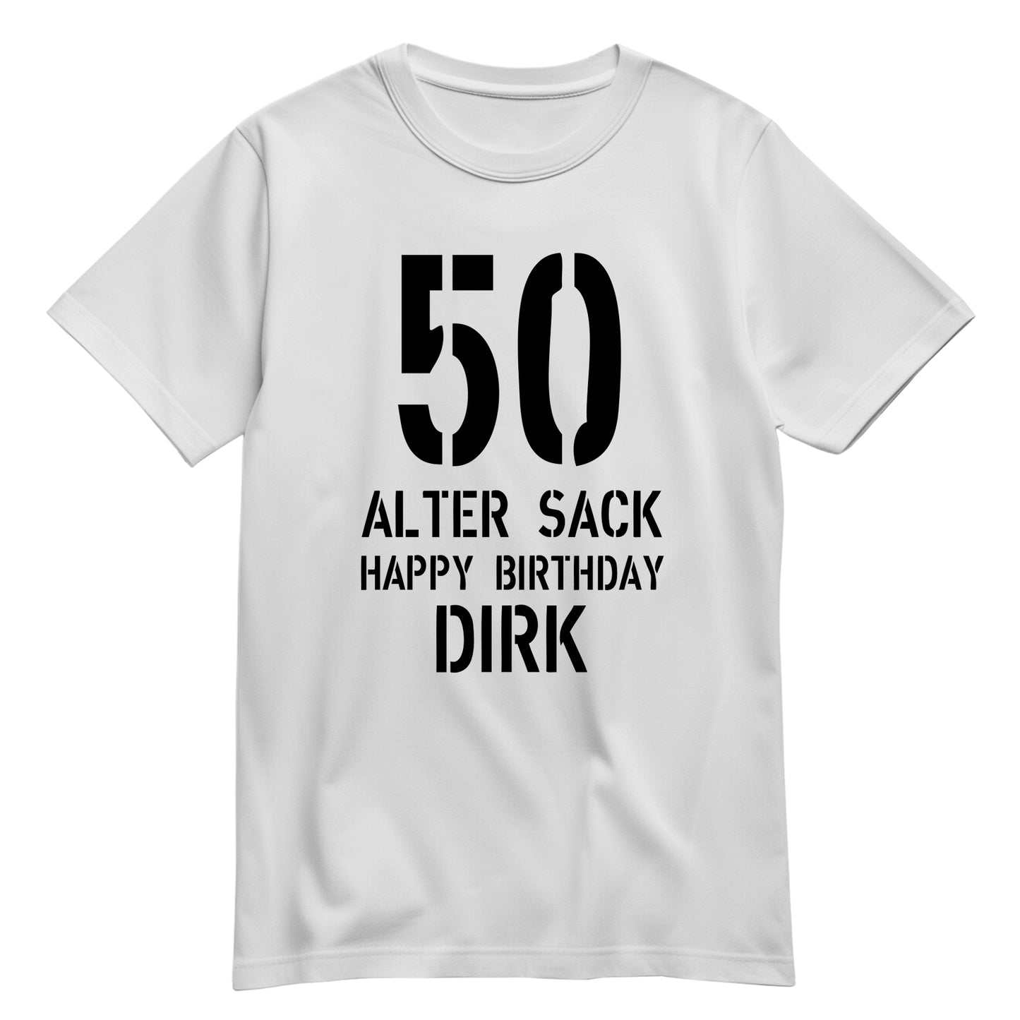 Geburtstag Shirt - 50 Alter Sack Happy Birthday mit Namen Weiß - FULiMA®