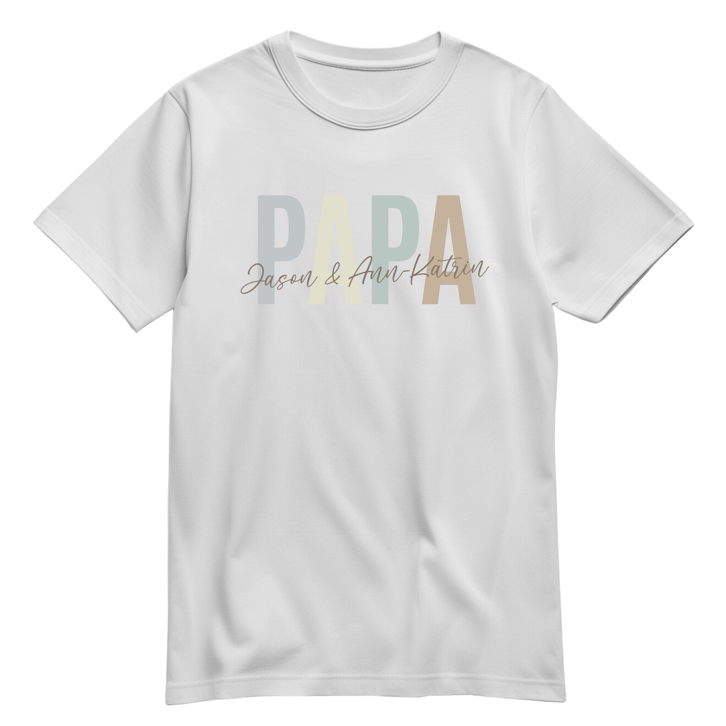 Papa mit Namen der Kinder - Pastell - Shirt - Geschenkidee Weiß - FULiMA®
