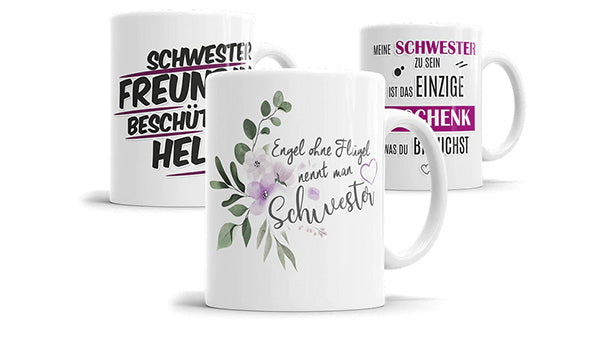 Bedruckte Schwester Tassen | Geschenkidee für Schwester | FULiMA®