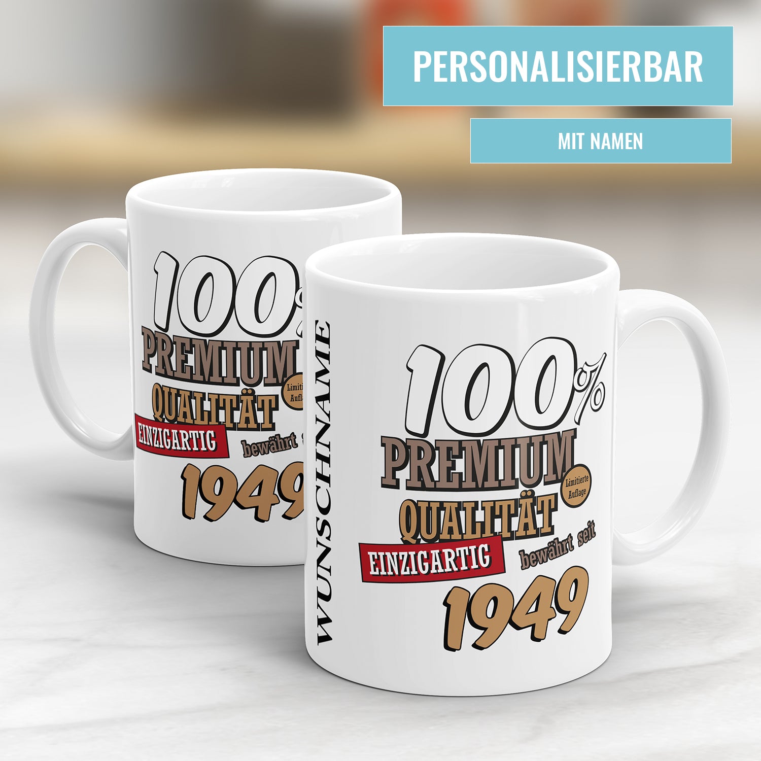100 Prozent Premium Qualität Einzigartig bewährt seit 1949 Geburtstag Geschenk Tasse - Fulima