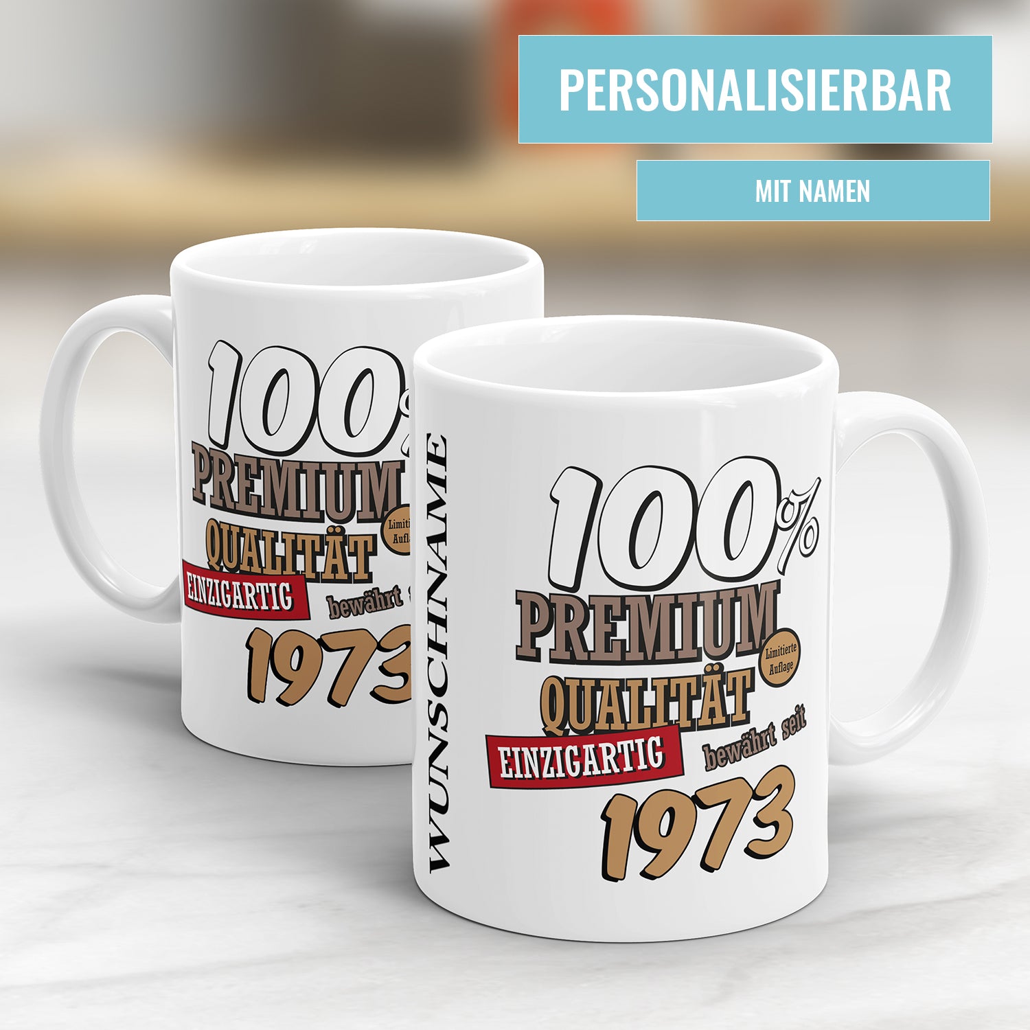 100 Prozent Premium Qualität Einzigartig bewährt seit 1973 Geburtstag Geschenk Tasse - Fulima