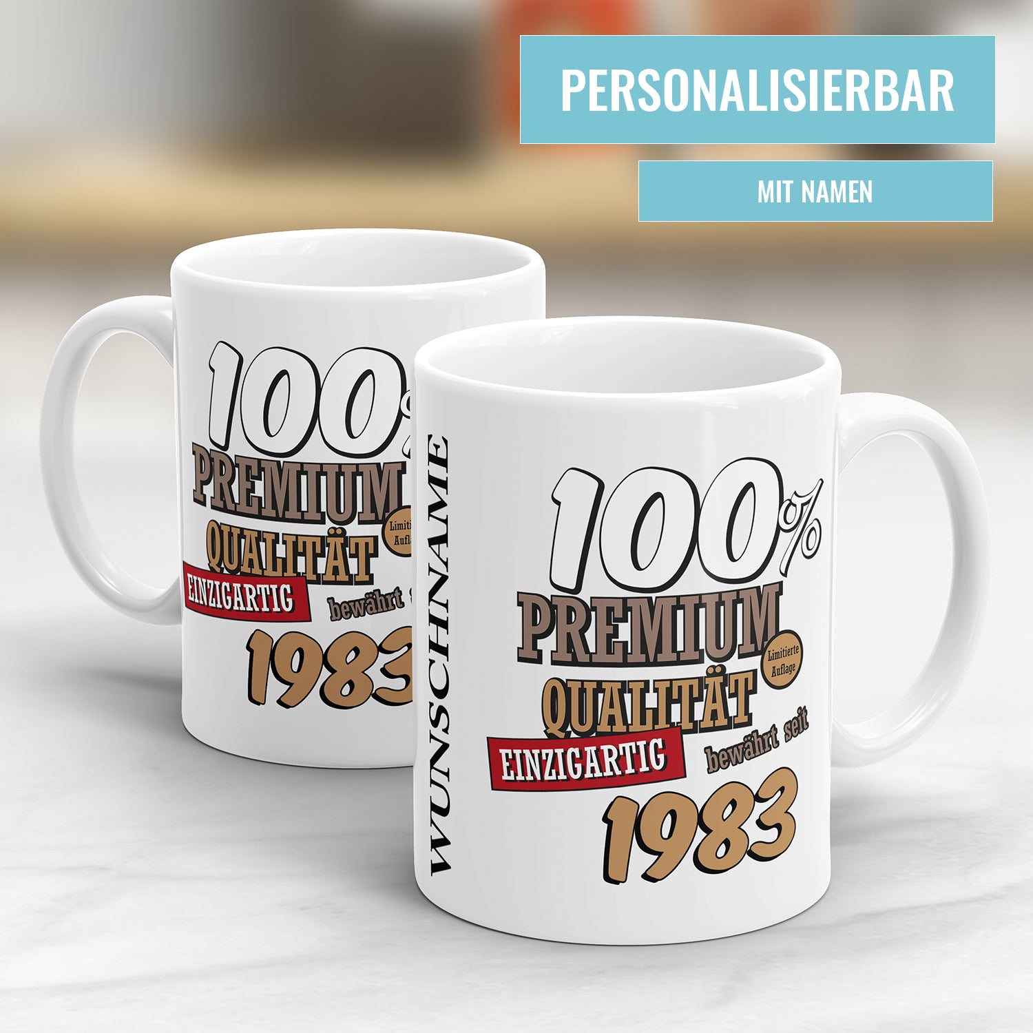 100 Prozent Premium Qualität Einzigartig bewährt seit 1983 Geburtstag Geschenk Tasse - Fulima