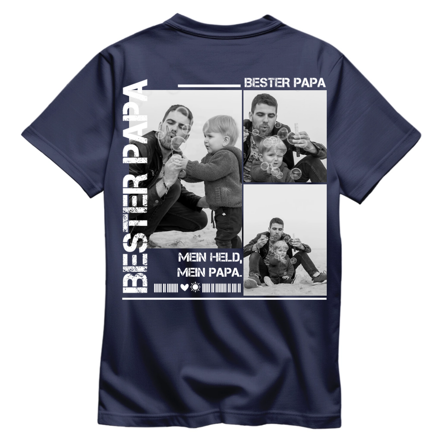 Personalisiertes Papa T-Shirt mit Fotos - Rückenprint - FULiMA®