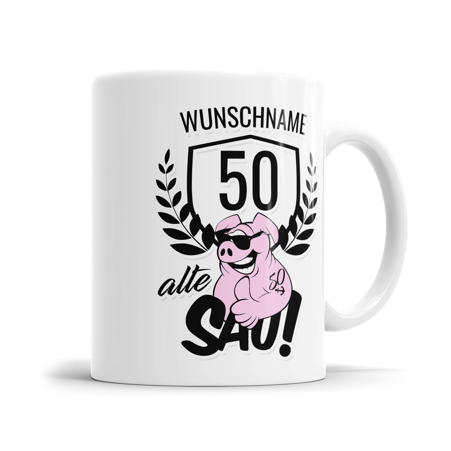 Alte Sau 50 personalisiert mit Namen - 50 Geburtstag Tasse