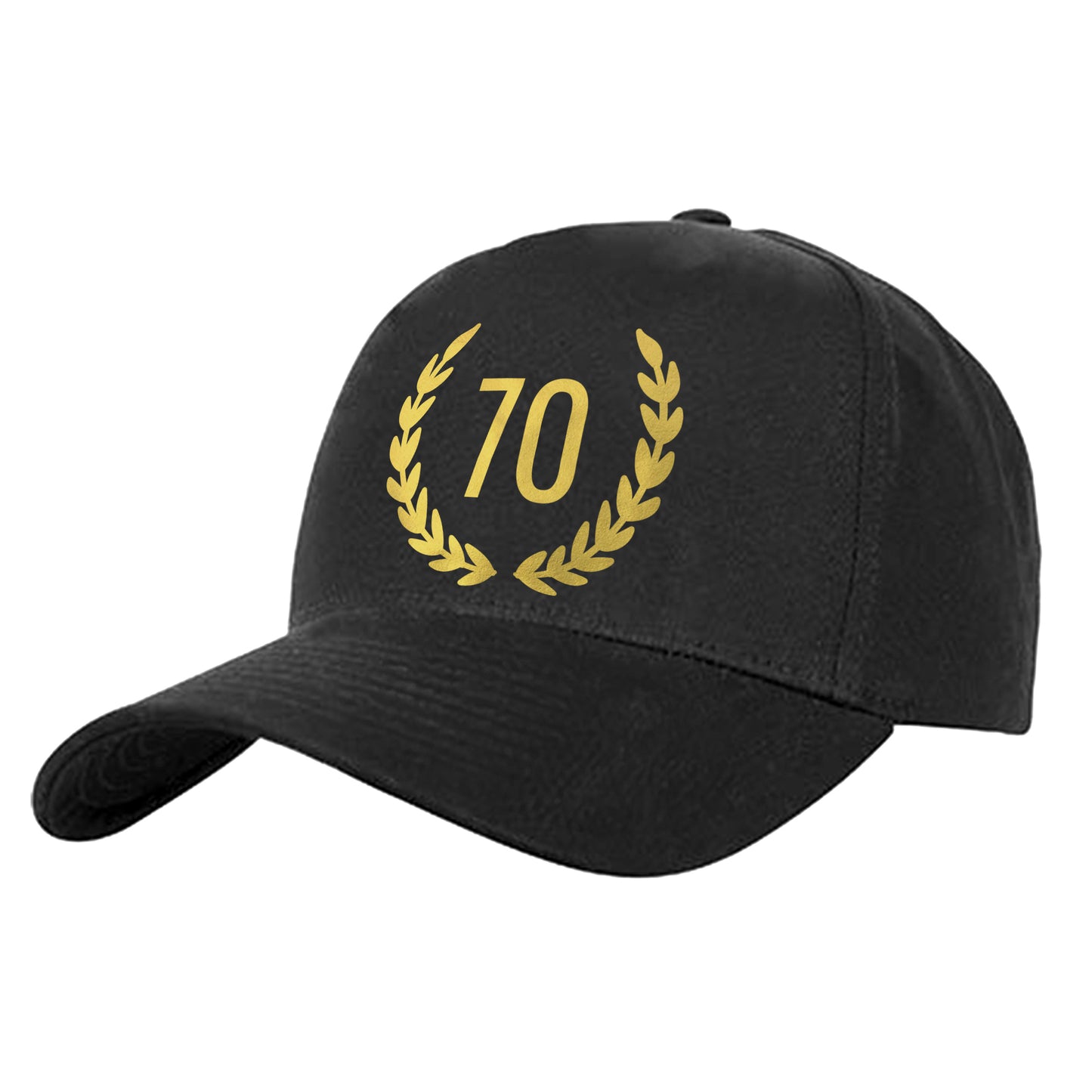 70 Lorbeerkranz Gold - Geburtstag - Cap Schwarz - Fulima