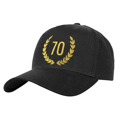 70 Lorbeerkranz Gold - Geburtstag - Cap Schwarz - Fulima