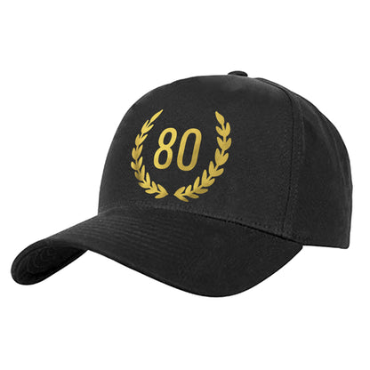 80 Lorbeerkranz Gold - Geburtstag - Cap Schwarz - Fulima