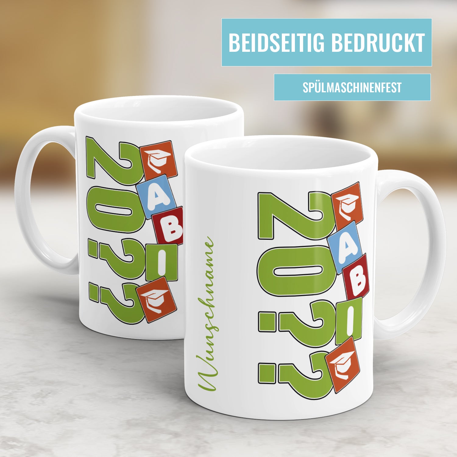 Abi Bauklötze mit Namen und Jahr - Abitur Abschluss Tasse - Fulima