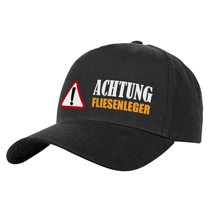 Achtung Fliesenleger - Cap Schwarz - Fulima