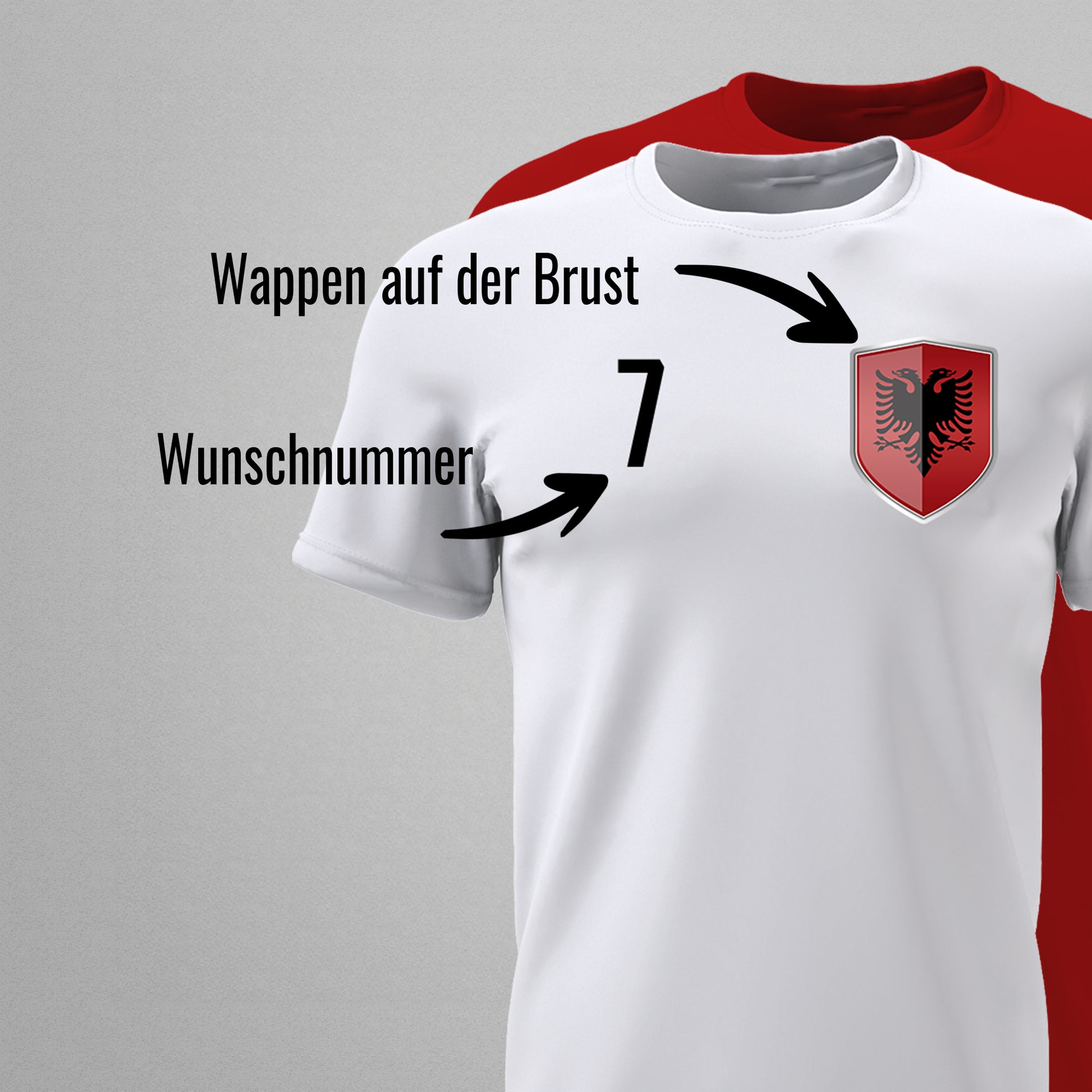 Albanien Shirt mit Wappen und individueller Nummer & Name - FULiMA®