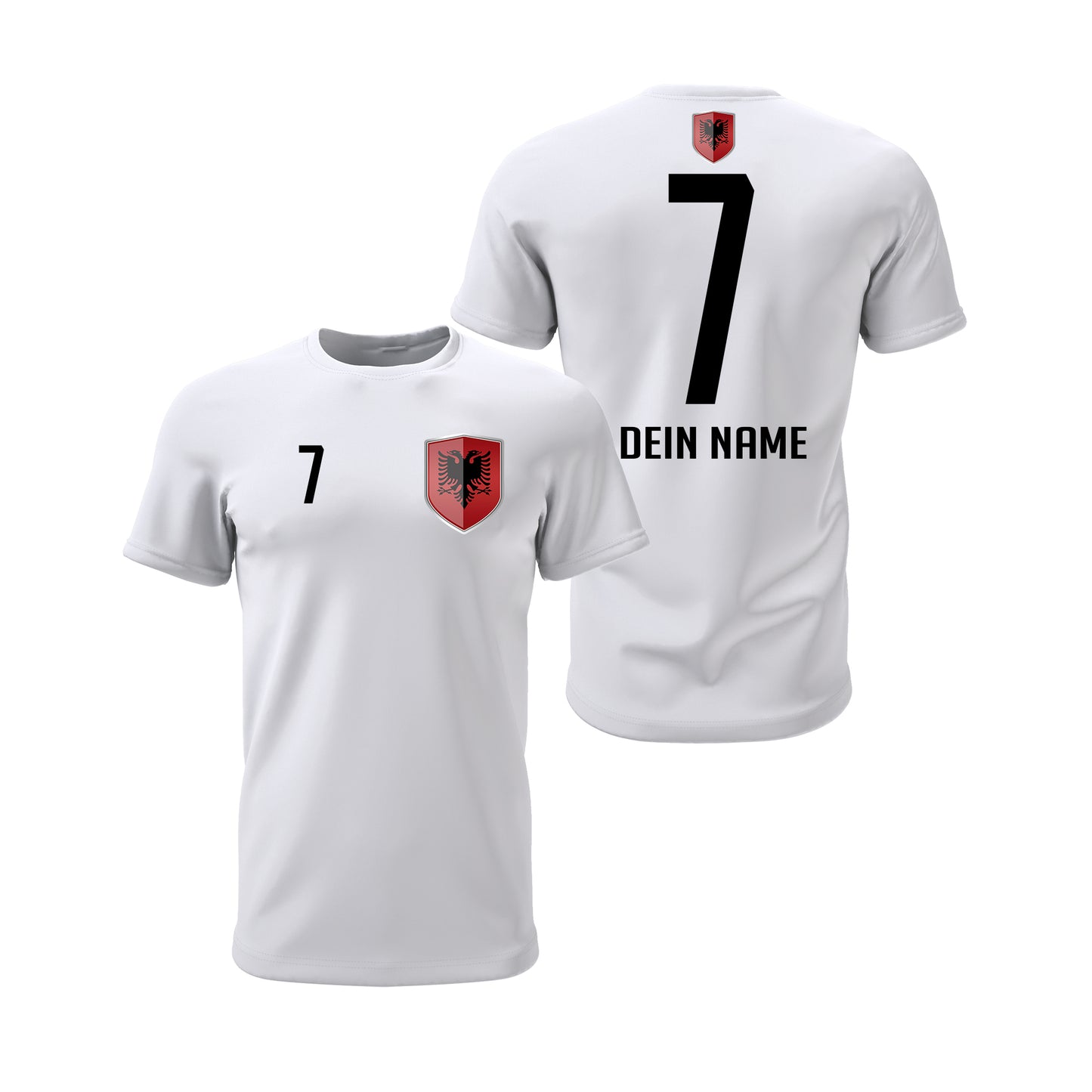 Albanien Shirt mit Wappen und individueller Nummer & Name Weiß - FULiMA®