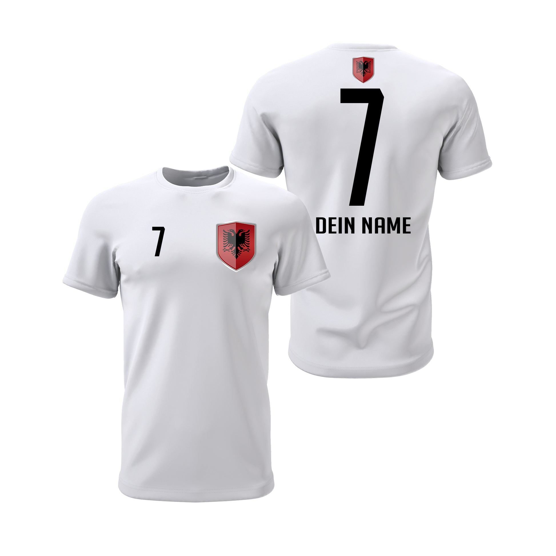 Albanien Shirt mit Wappen und individueller Nummer & Name Weiß - FULiMA®