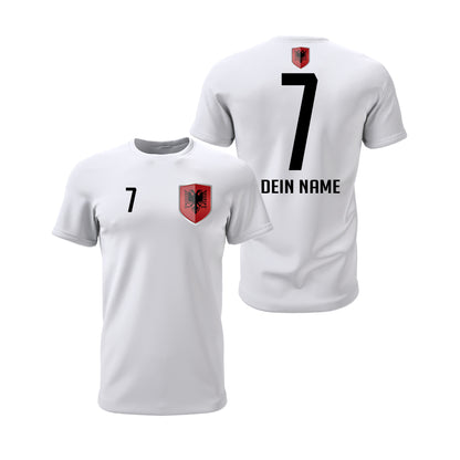 Albanien Shirt mit Wappen und individueller Nummer & Name Weiß - FULiMA®
