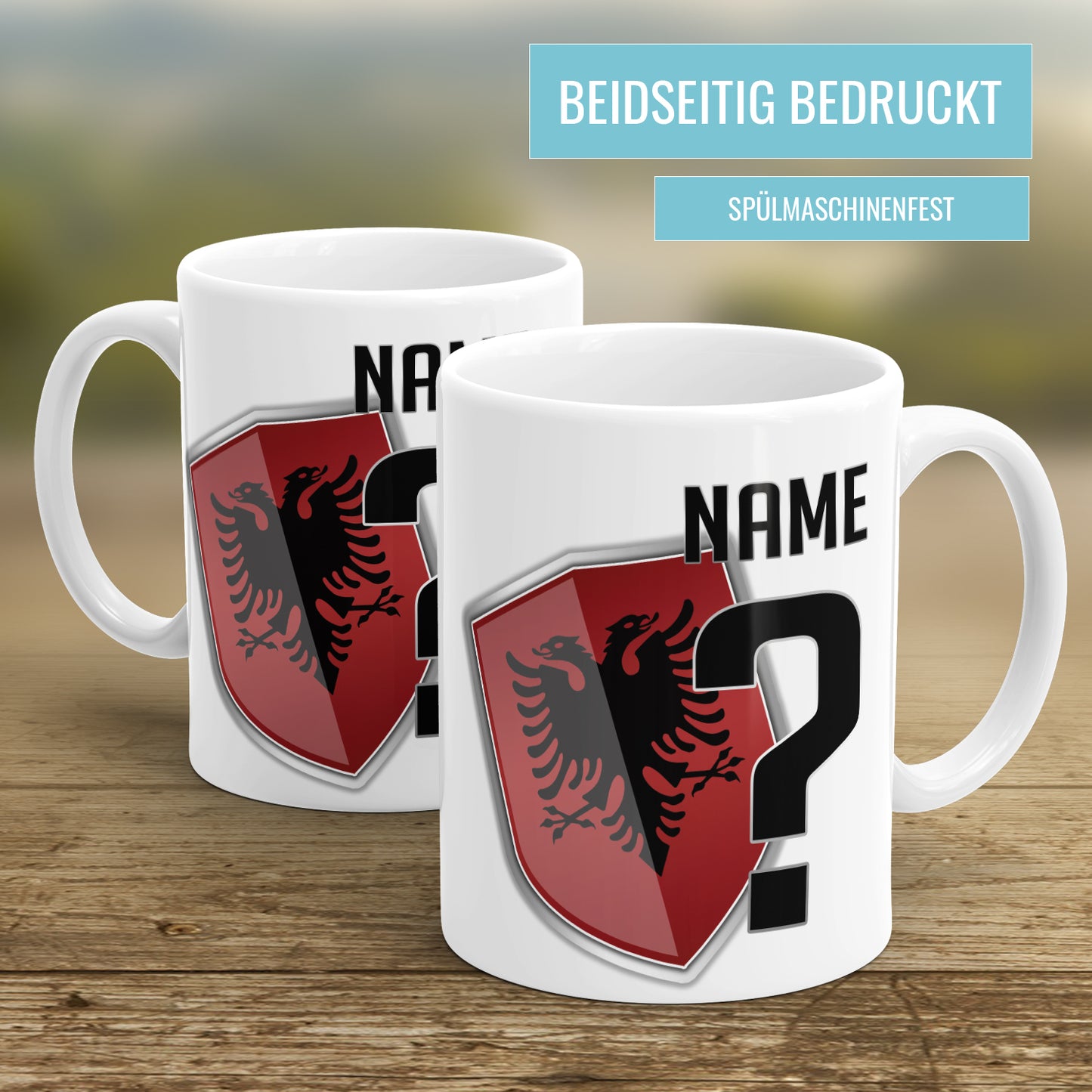 Albanien Fan Tasse - Personalisiert mit Namen und Nummer - Fulima