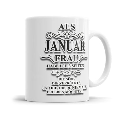 Als Januar Frau habe ich 3 Seiten Geburtstag Tasse