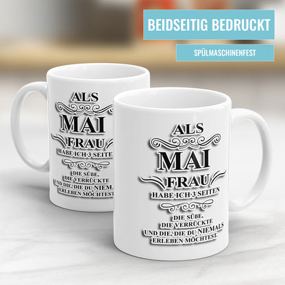 Als Mai Frau habe ich 3 Seiten Geburtstag Tasse