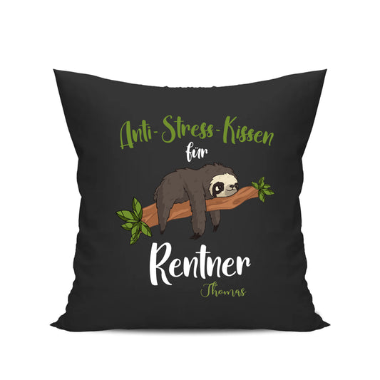 Ruhestand Kissen - Anti Stress Kissen für Rentner Personalisiert mit Namen - Rente Geschenk Schwarz - Fulima