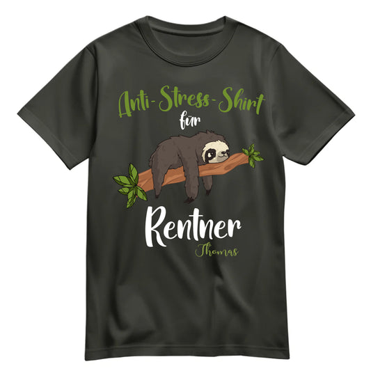 Rentner T Shirt - Anti Stress Shirt für Rentner - Personalisiert mit Namen - Rente Geschenk Khaki - FULiMA®