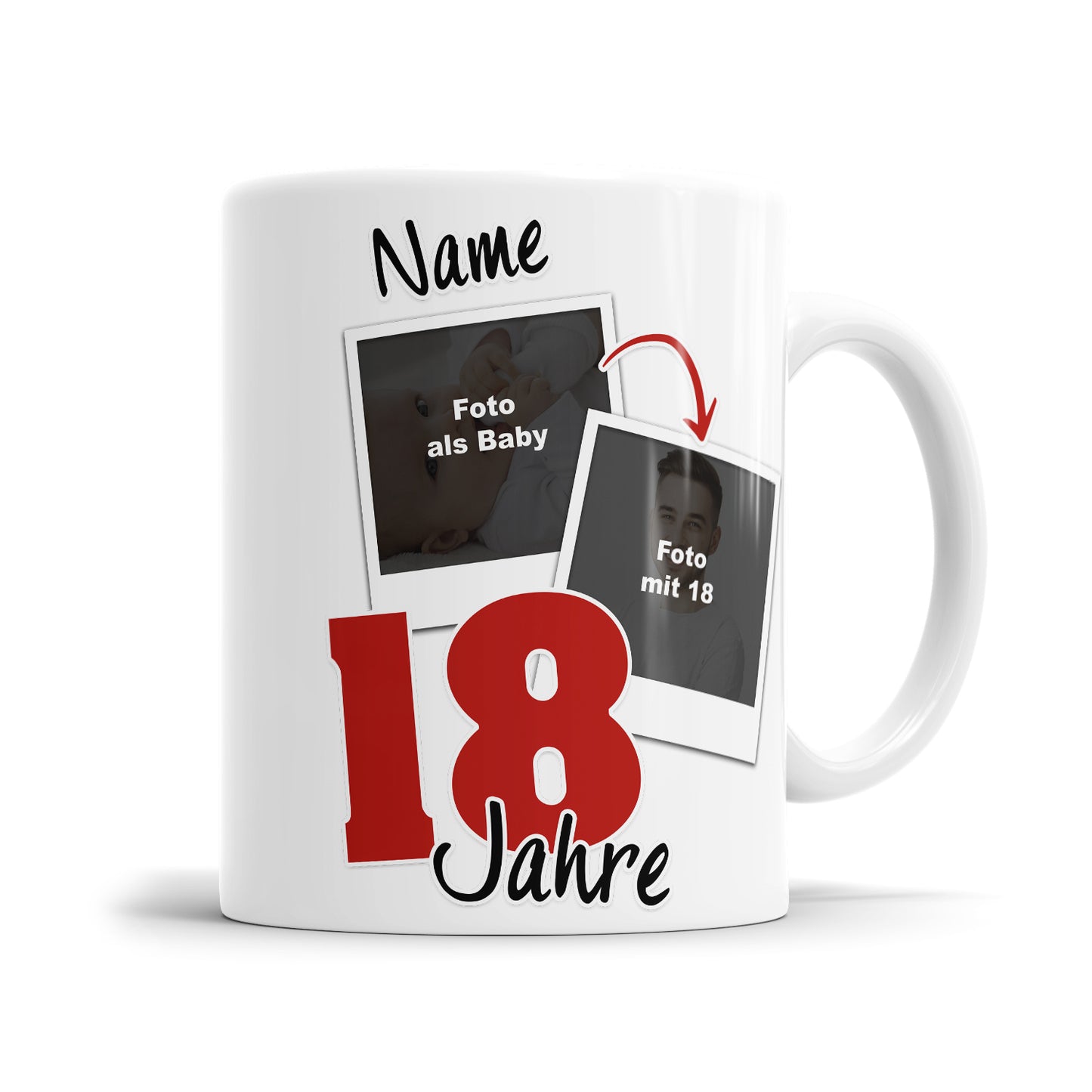 Geburtstag Tasse 18 mit Baby Foto und Foto mit 18 personalisiert mit Namen