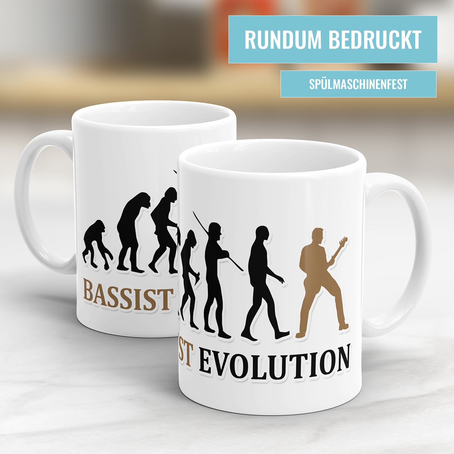 Bassist Evolution Tasse - Geschenkidee für Bassisten Fulima