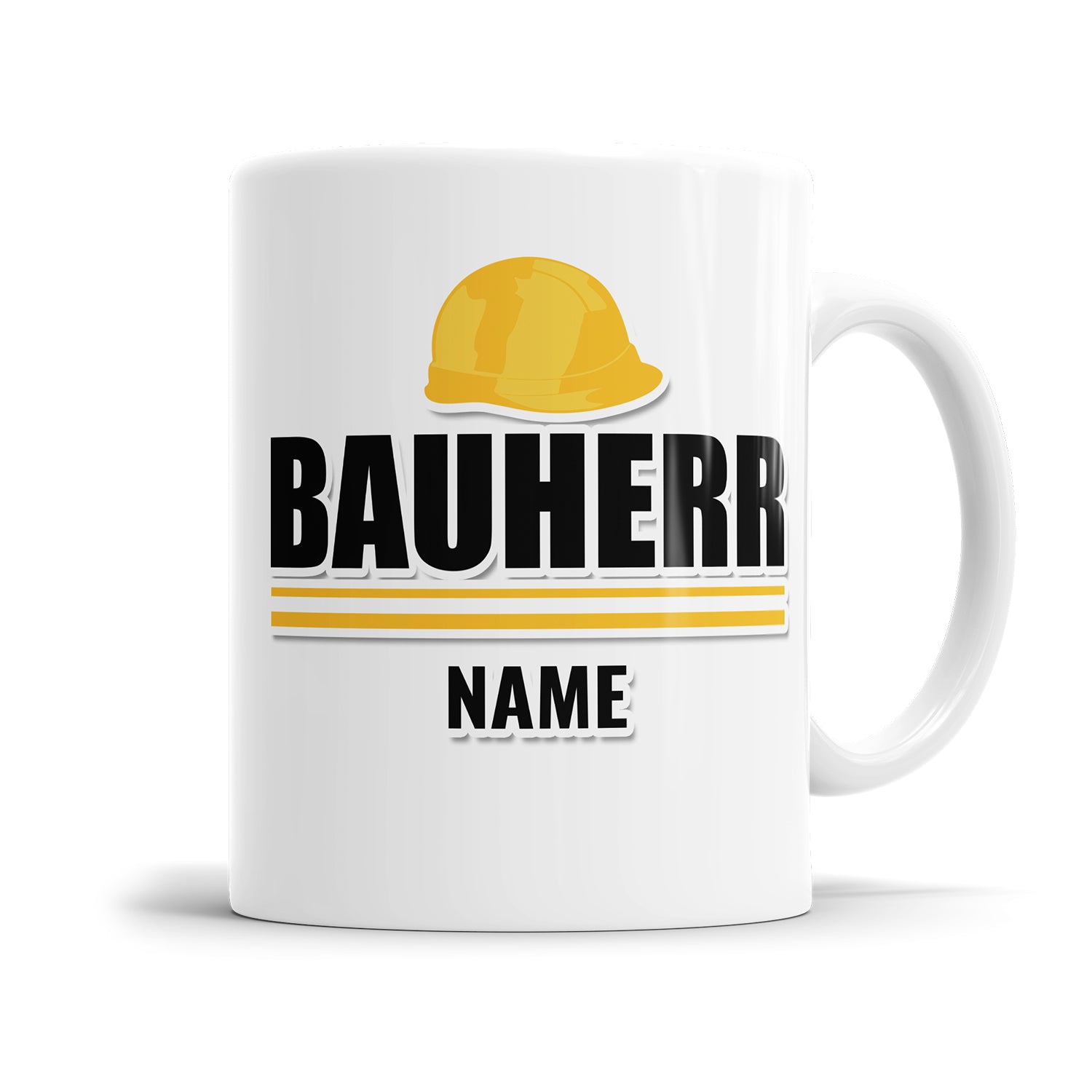 Bauherr/Bauherrin Tasse mit Schutzhelm - Personalisiert mit Namen - Geschenkidee Bauherr - Fulima