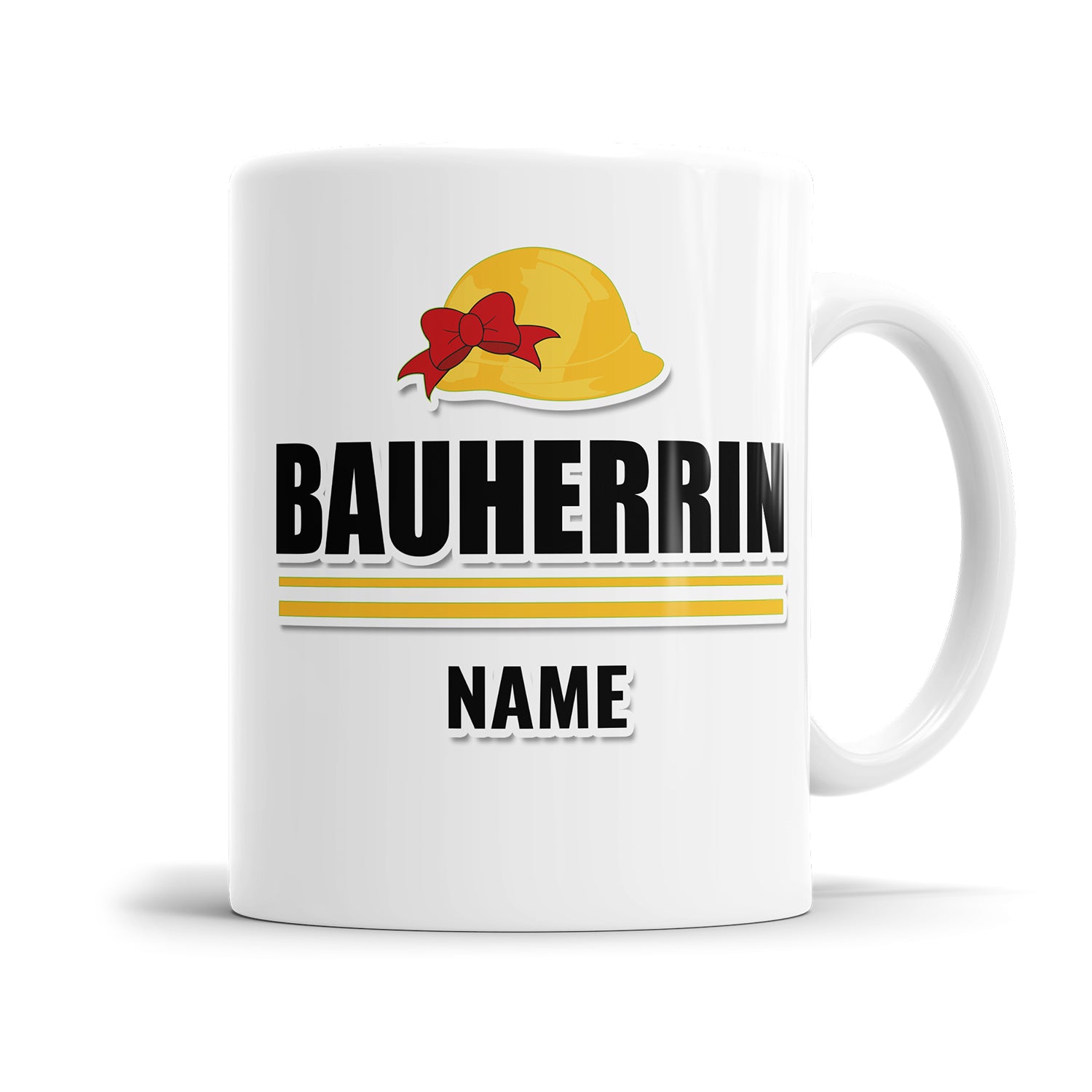 Bauherr/Bauherrin Tasse mit Schutzhelm - Personalisiert mit Namen - Geschenkidee Bauherrin - Fulima