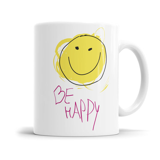 Tasse mit Spruch - Be Happy Smiley Grinsend Fulima