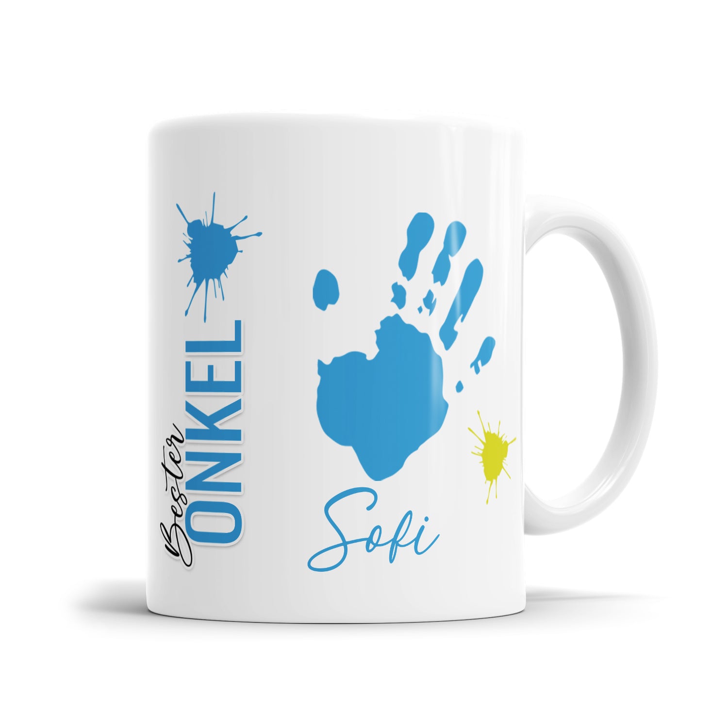 Beste Onkel Tasse - Kinder Handabdrücke - Mit Namen personalisiert 1 Kind - Fulima