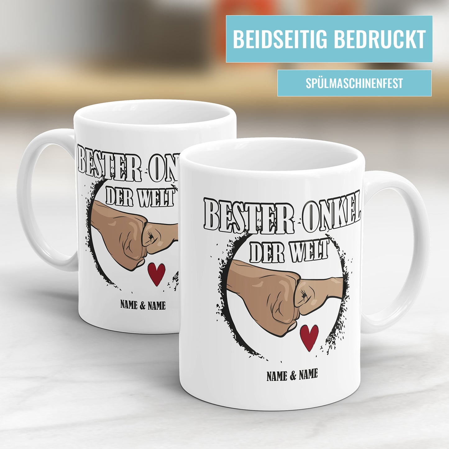 Bester Onkel der Welt Fäuste personalisiert mit Name Tasse