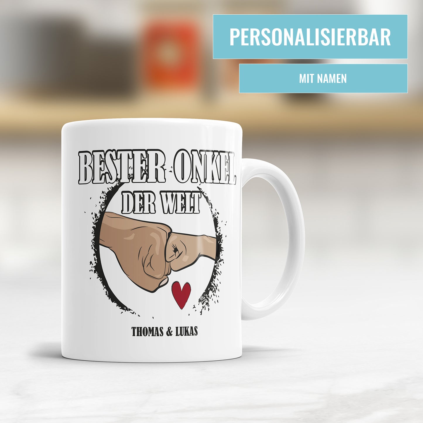 Bester Onkel der Welt Fäuste personalisiert mit Name Tasse